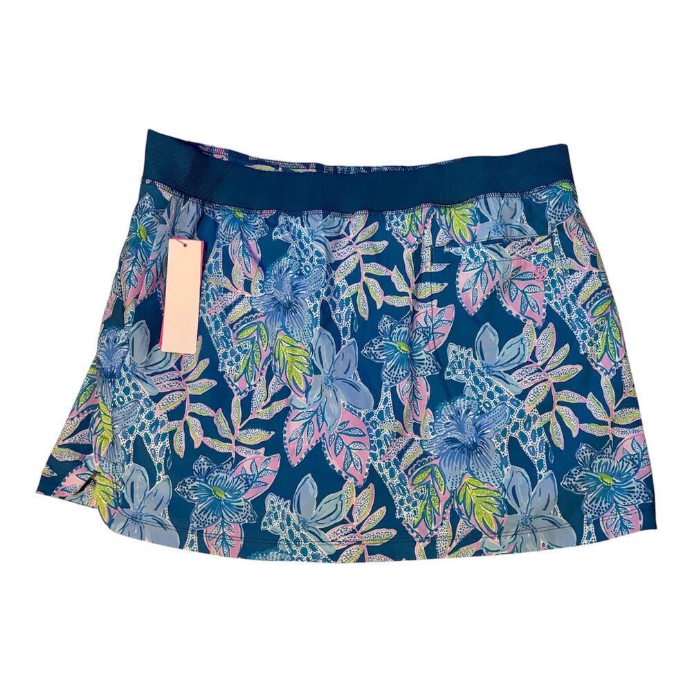 Lilly Pulitzer Luxletic Run Around Skort UPF 50+ Size XL NWT Blue/Pink Floral - Picture 2 of 11